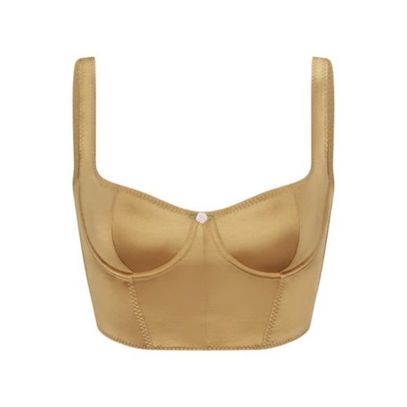 SKIMS Stretch Satin Corset in Pyrite - Picture 1 of 6